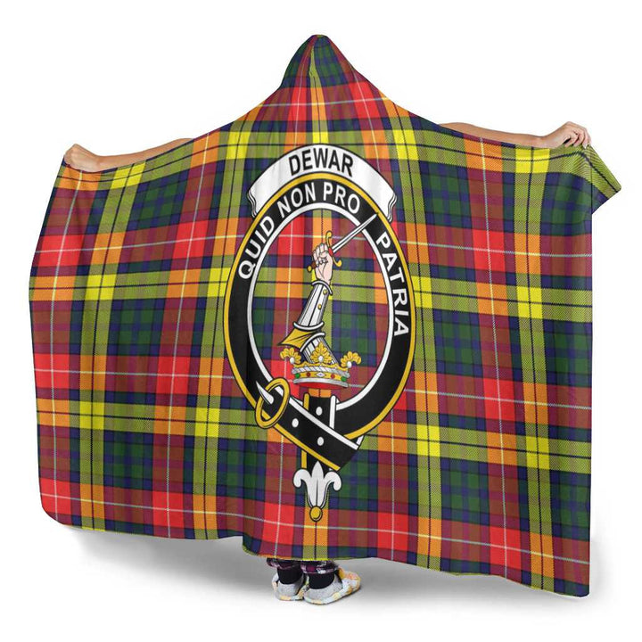 Scottish Dewar Clan Crest Tartan Hooded Blanket Tartan Plaid 3