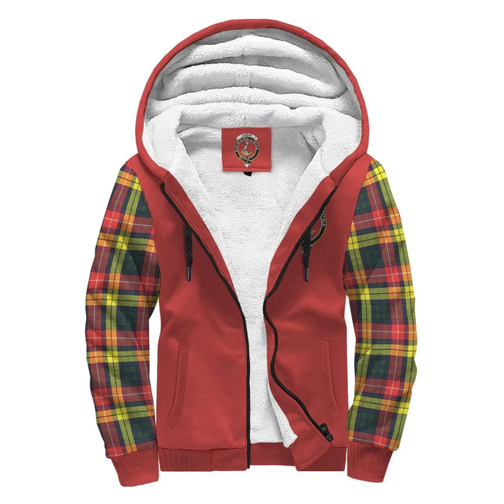 Scottish Dewar Clan Crest Tartan Plaid Sleeve Sherpa Hoodie
