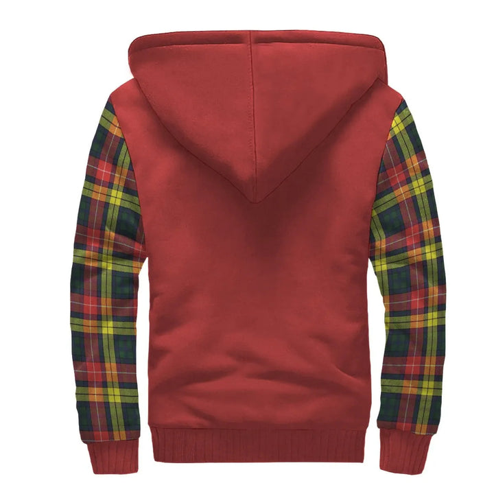 Scottish Dewar Clan Crest Tartan Plaid Sleeve Sherpa Hoodie