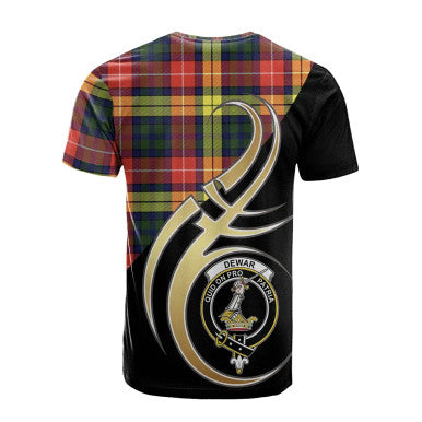 Scottish Dewar Clan Crest Tartan T-Shirt Believe in Me Back Side Tartan Plaid