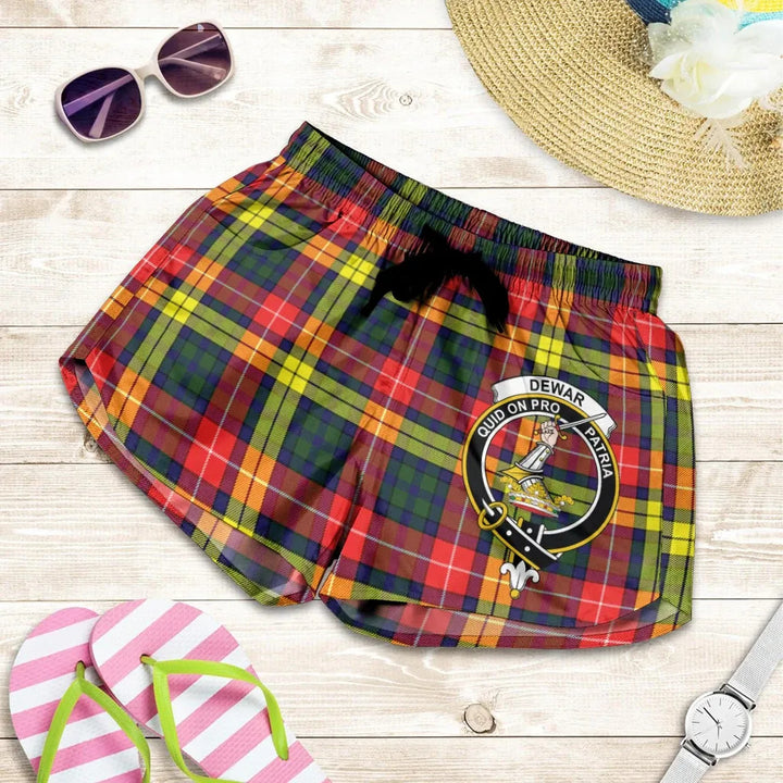 Scottish Dewar Clan Crest Tartan Women Shorts