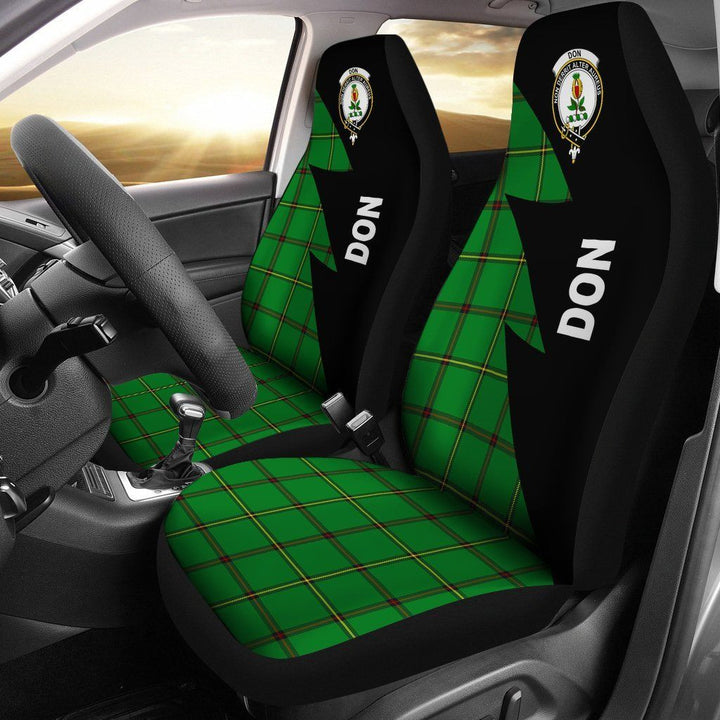 Scottish Don Clan Crest Tartan Car Seat Covers - Flash Style 1