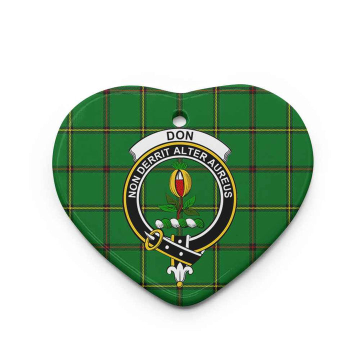 Scottish Don Clan Crest Tartan Ceramic Ornament Heart Shape Tartan Plaid