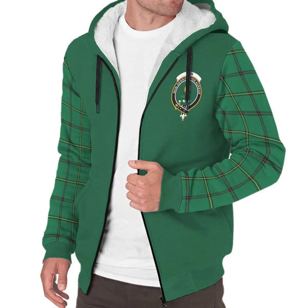 Scottish Don Clan Crest Tartan Plaid Sleeve Sherpa Hoodie