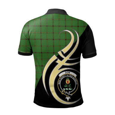 Scottish Don Clan Crest Tartan Polo Shirt Believe in Me Back Side Tartan Plaid