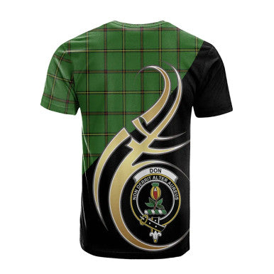 Scottish Don Clan Crest Tartan T-Shirt Believe in Me Back Side Tartan Plaid