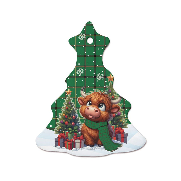 Scottish Don (Tribe-of-Mar) Clan Tartan Ceramic Ornament Cute Highland Cow Christmas Tree Style Tartan Plaid