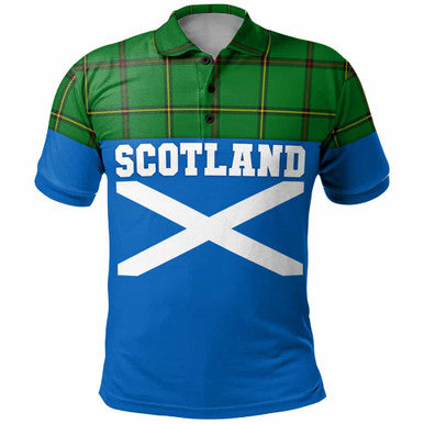 Scottish Don (Tribe-of-Mar) Clan Tartan Polo Shirt - Lion Rampant of Scotland With Flag Front Side Tartan Plaid