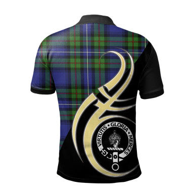 Scottish Donnachaidh Clan Crest Tartan Polo Shirt Believe in Me Back Side Tartan Plaid