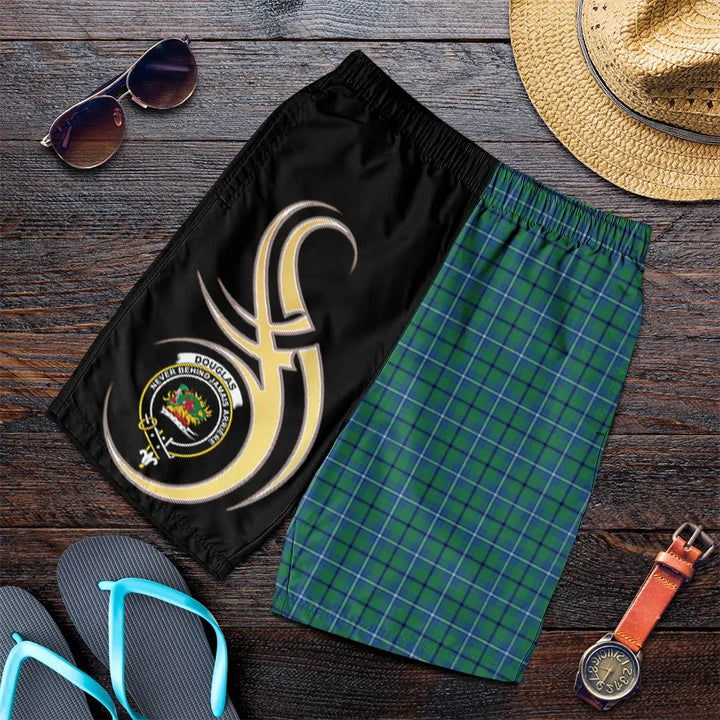 Scottish Douglas Ancient Clan Crest Tartan Believe in Me Men's Shorts