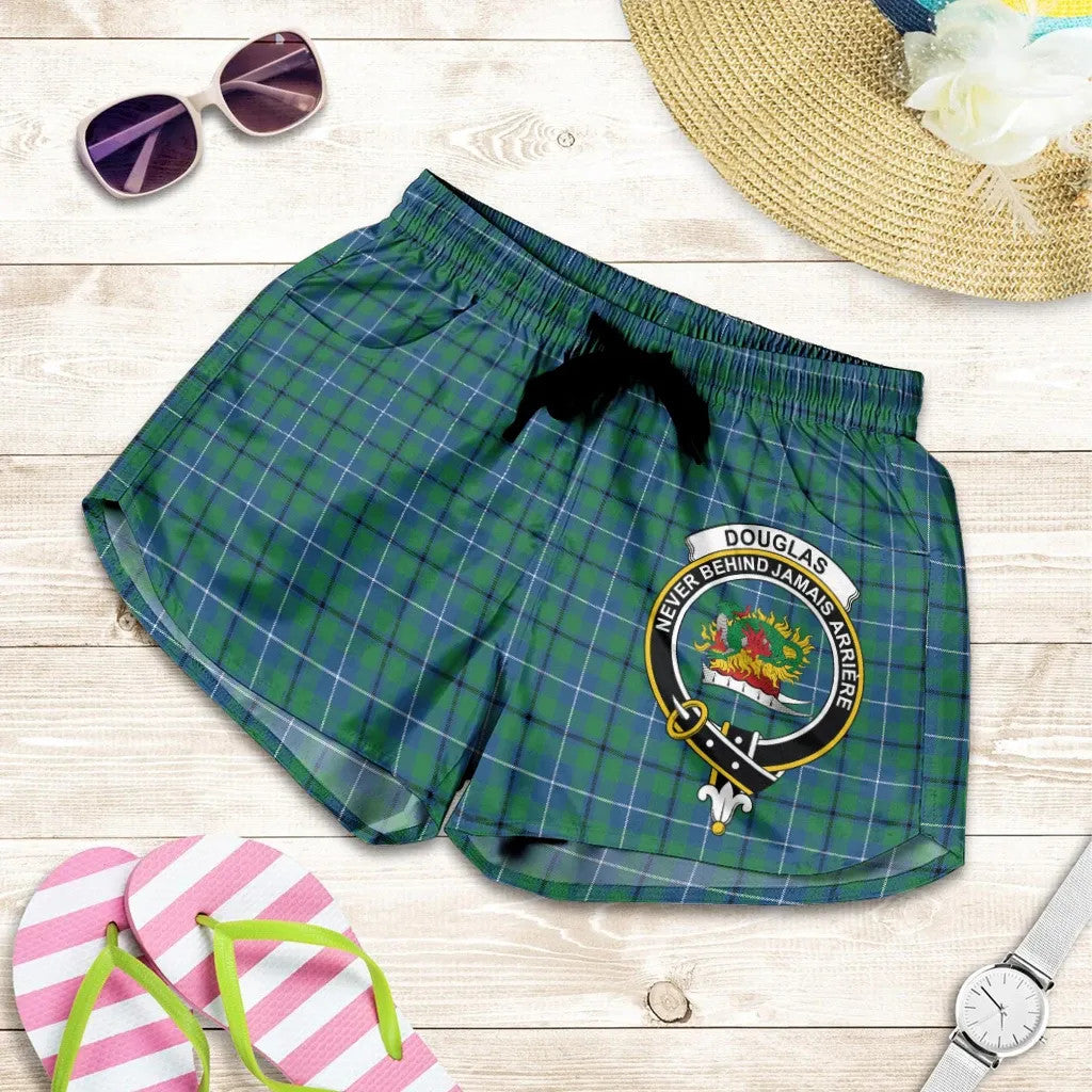 Douglas Green Tartan Women's Lapel Shirt Dress With Long Sleeve