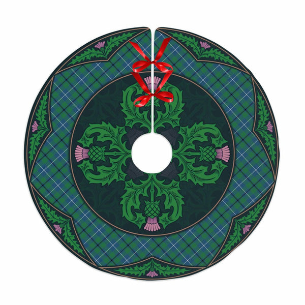 Scottish Douglas Ancient Clan Tartan Christmas Tree Skirt Old Scottish Thistle Flower No Tassels Tartan Plaid 1