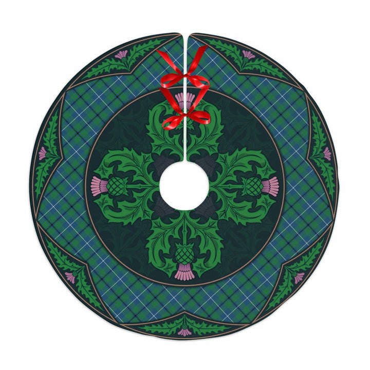 Scottish Douglas Ancient Clan Tartan Christmas Tree Skirt Old Scottish Thistle Flower No Tassels Tartan Plaid 1
