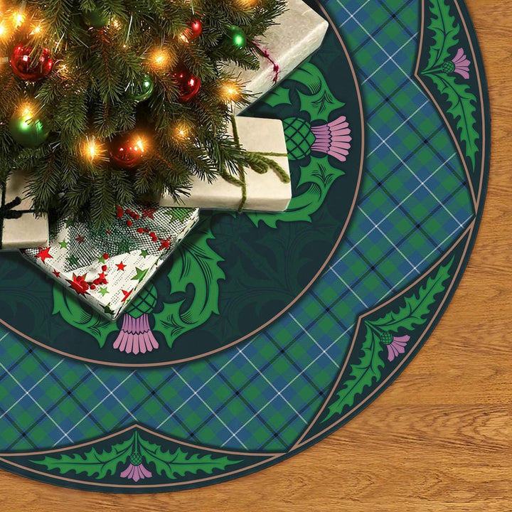 Scottish Douglas Ancient Clan Tartan Christmas Tree Skirt Old Scottish Thistle Flower No Tassels Tartan Plaid 2