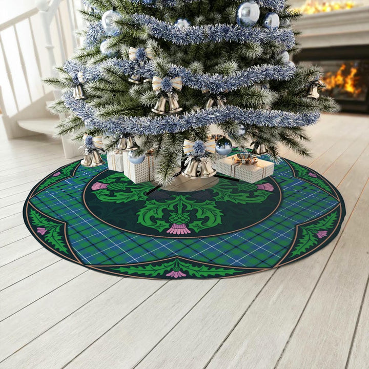 Scottish Douglas Ancient Clan Tartan Christmas Tree Skirt Old Scottish Thistle Flower No Tassels Tartan Plaid 3