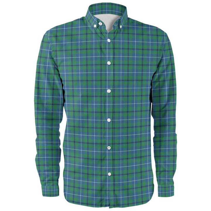 Scottish Douglas Ancient Clan Tartan Long Sleeve Shirt Front Side Tartan Plaid