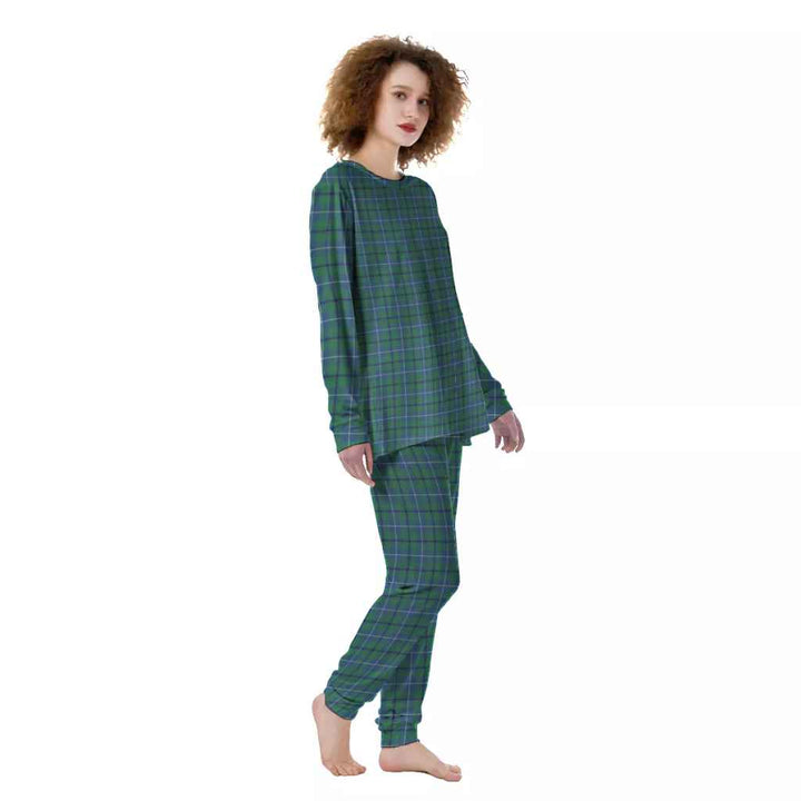 Scottish Douglas Ancient Clan Tartan Pajama Set Women Front Side Tartan Plaid