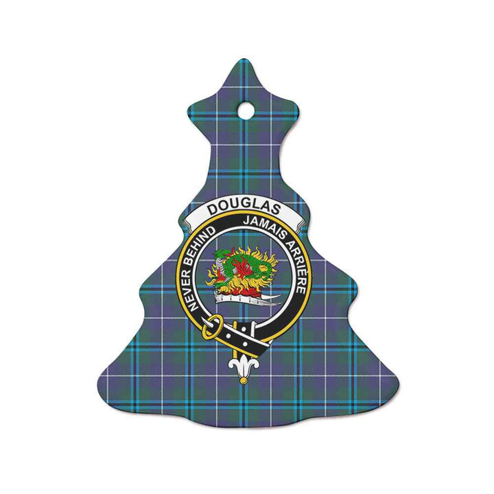 Scottish Douglas Clan Crest Tartan Ceramic Ornament Tree Shape Tartan Plaid