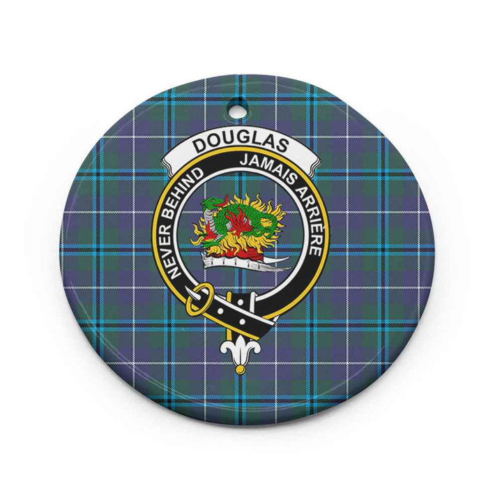 Scottish Douglas Clan Crest Tartan Ceramic Ornament Circle Shape Tartan Plaid
