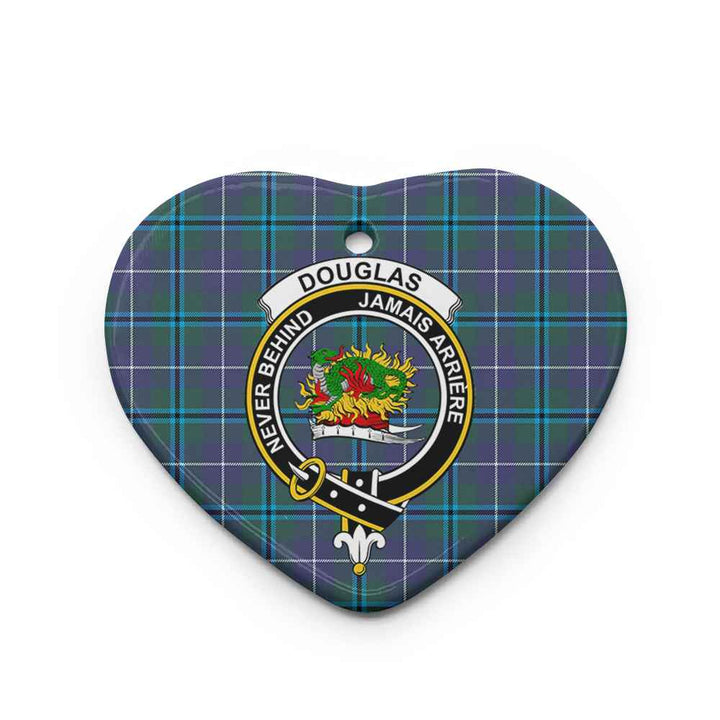 Scottish Douglas Clan Crest Tartan Ceramic Ornament Heart Shape Tartan Plaid