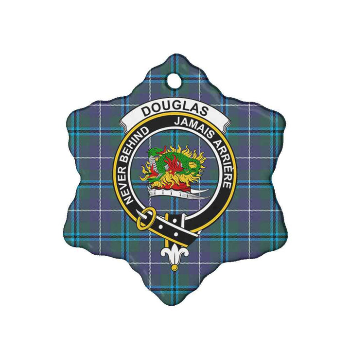 Scottish Douglas Clan Crest Tartan Ceramic Ornament Snow Flake Shape Tartan Plaid