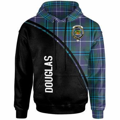 Scottish Douglas Clan Crest Tartan Curve Hoodie Front Side Tartan Plaid