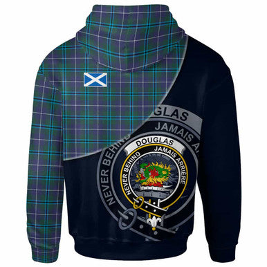 Scottish Douglas Clan Crest Tartan Hoodie - Bend Style Back Side Tartan Plaid