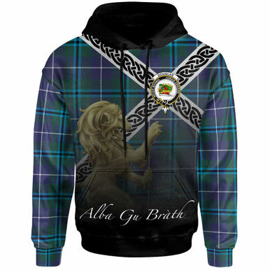 Scottish Douglas Clan Crest Tartan Hoodie - Scotland Lion Front Side Tartan Plaid