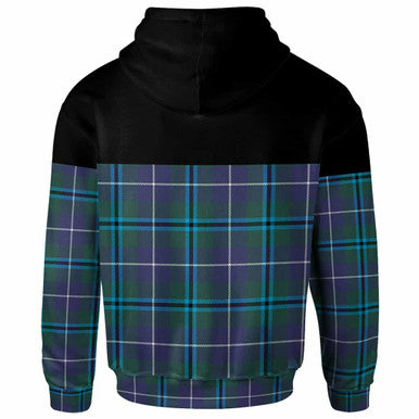 Scottish Douglas Clan Crest Tartan Hoodie - Horizontal Style Back Side Tartan Plaid