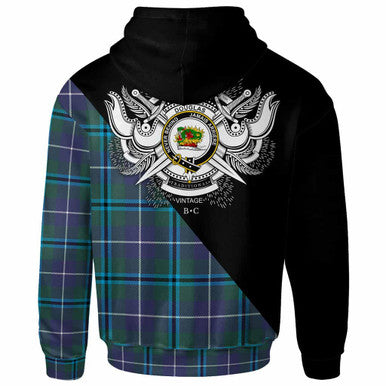 Scottish Douglas Clan Crest Tartan Hoodie - Military Logo Back Side Tartan Plaid