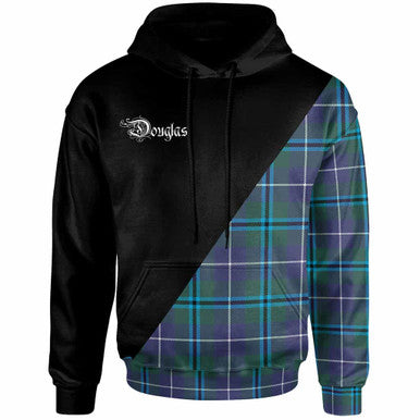 Scottish Douglas Clan Crest Tartan Hoodie - Military Logo Front Side Tartan Plaid