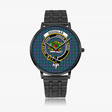 Scottish Douglas Clan Crest Tartan Instafamous Steel Quartz Watches Tartan Plaid Black 1