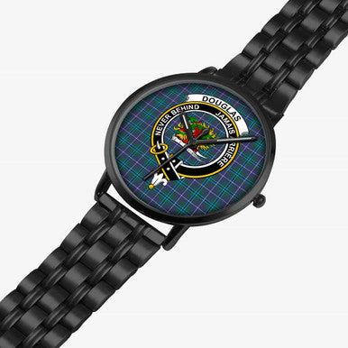 Scottish Douglas Clan Crest Tartan Instafamous Steel Quartz Watches Tartan Plaid Black 2
