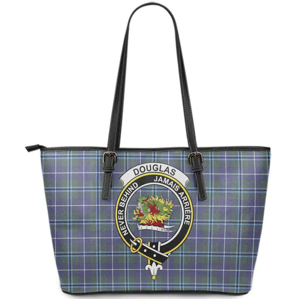 Scottish Douglas Clan Crest Tartan Leather Tote Tartan Plaid