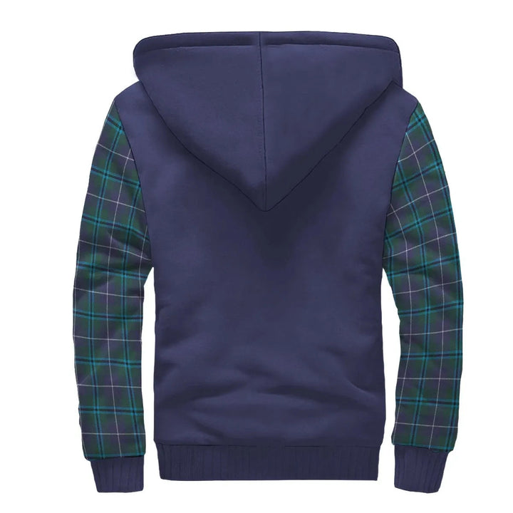 Scottish Douglas Clan Crest Tartan Plaid Sleeve Sherpa Hoodie