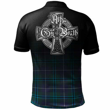 Scottish Douglas Clan Crest Tartan Polo Shirt - Alba Gu Brath Family Crest Celtic Inspired Back Side Tartan Plaid