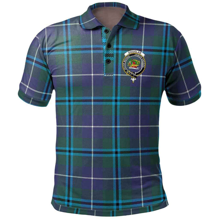 Scottish Douglas Clan Crest Tartan Polo Shirt Front Side Tartan Plaid