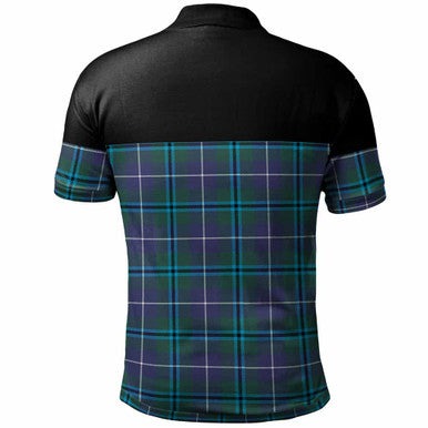 Scottish Douglas Clan Crest Tartan Polo Shirt - Horizontal Style Back Side Tartan Plaid