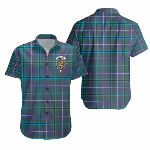 Scottish Douglas Clan Crest Tartan Short Sleeve Shirt Tartan Plaid