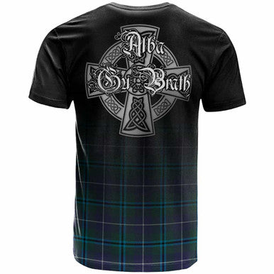 Scottish Douglas Clan Crest Tartan T-Shirt - Alba Gu Brath Family Crest Celtic Inspired Back Side Tartan Plaid