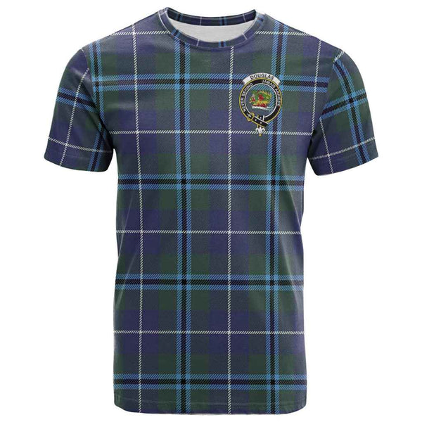 Scottish Douglas Clan Crest Tartan T-Shirt Front Side Tartan Plaid