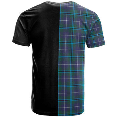 Scottish Douglas Clan Crest Tartan T-Shirt Half in Me Back Side Tartan Plaid