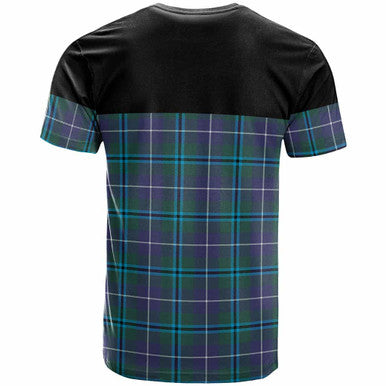Scottish Douglas Clan Crest Tartan T-Shirt - Horizontal Style Back Side Tartan Plaid