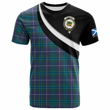 Scottish Douglas Clan Crest Tartan T-Shirt - Scotland Forever Style Front Side Tartan Plaid