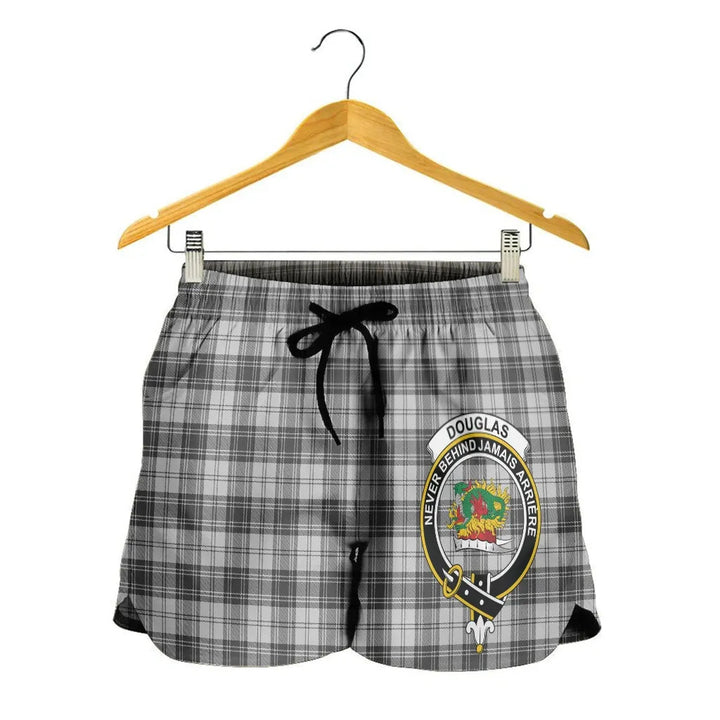 Scottish Douglas Grey Modern Clan Crest Tartan Women Shorts