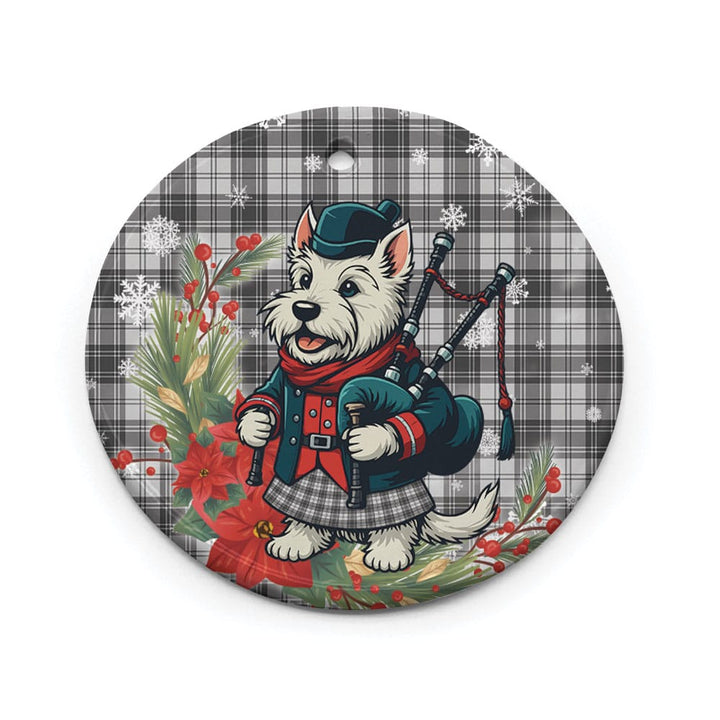 Scottish Douglas Grey Modern Clan Tartan Ceramic Ornament Cute Scottish Terrier Dog Circle Style Tartan Plaid
