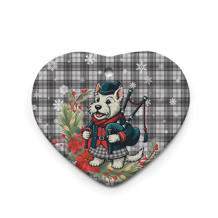 Scottish Douglas Grey Modern Clan Tartan Ceramic Ornament Cute Scottish Terrier Dog Heart Style Tartan Plaid