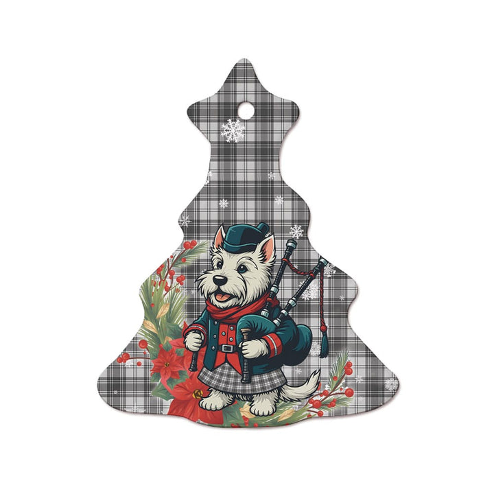 Scottish Douglas Grey Modern Clan Tartan Ceramic Ornament Cute Scottish Terrier Dog Tree Style Tartan Plaid