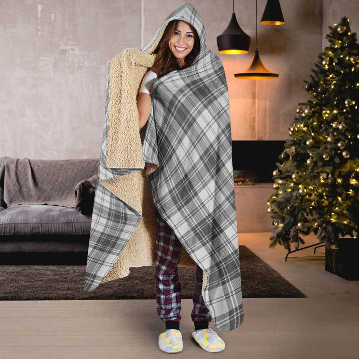 Scottish Douglas Grey Modern Clan Tartan Hooded Blanket Tartan Plaid 6