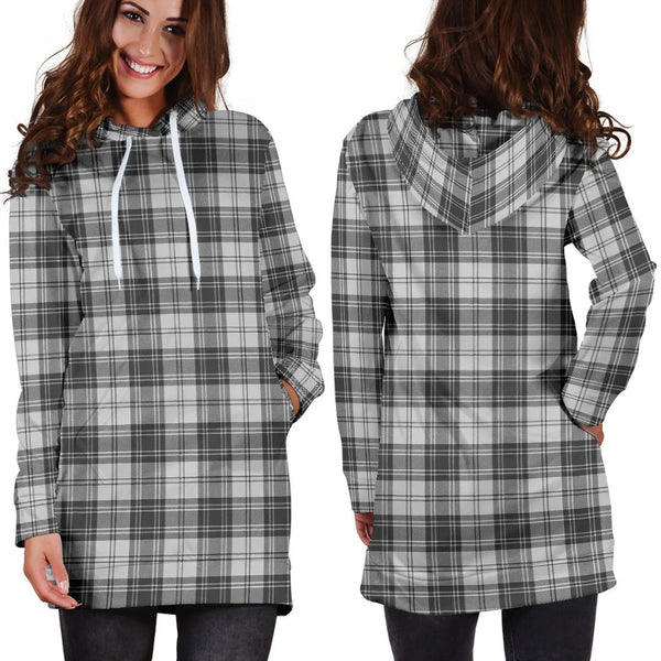 Scottish Douglas Grey Modern Clan Tartan Hoodie Dress